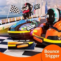 RC Bumper Battle Cars 2-Player Set – 360° Spin & Ejecting Drivers (Blue & Orange)
