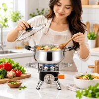 Jihan Portable Card Type Gas Camping Stove with Cooking Pot