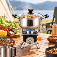 Jihan Portable Card Type Gas Camping Stove with Cooking Pot