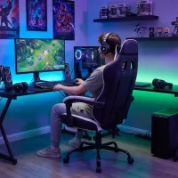 Sukeda Ergonomic Gaming Chair with Footrest & Lumbar Support - Black