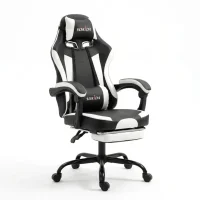 Sukeda Ergonomic Gaming Chair with Footrest & Lumbar Support - Black