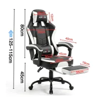 Sukeda Ergonomic Gaming Chair with Footrest & Lumbar Support - Black