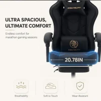 Ergonomic Gaming Chair with Massage, Footrest & Lumbar Support – Black