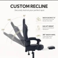 Ergonomic Gaming Chair with Massage, Footrest & Lumbar Support – Black
