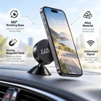 V.I.P Pro Magnetic Universal Car Phone Holder – 360° Rotating Base – Black