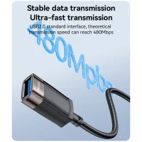 Yesido GS26 Aluminum Alloy USB Extension Cable – 1.5 Meter / USB – Black