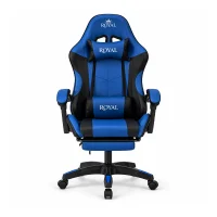 Royal Gaming Chair with Adjustable Headrest, Lumbar Pillow and Footrest - Blue