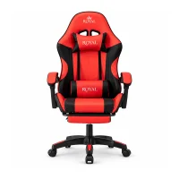 Royal Gaming Chair with Adjustable Headrest, Lumbar Pillow and Footrest - Red