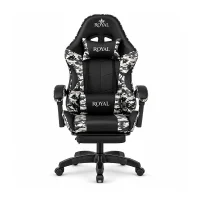 Royal Gaming Chair with Adjustable Headrest, Lumbar Pillow and Footrest - Camouflage