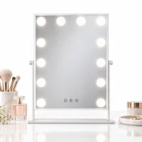 Green Lion Glam Shine Makeup Mirror 12 – 12 LED Lights, 360° Rotation