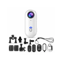 Wearable Necklace 4K Thumb Action Camera with Spring Clip - White