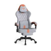 Ferghana Ergonomic Gaming Chair with Footrest – Grey/Orange