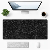 Topographic Contour Gaming Mouse Pad – 100×50cm 2XL, Black
