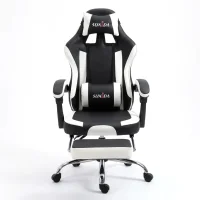 Sukeda Ergonomic Gaming Chair with Footrest & Lumbar Support - Black
